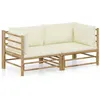 Image de Salon de jardin Vidaxl bambou beige 2 pieces 2 personnes