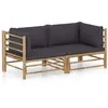 Image de Salon de jardin Vidaxl bambou gris 2 pieces 70.0 x 70 x 60 2 personnes