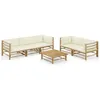 Image de Salon de jardin modulable Vidaxl bambou beige 5 pieces 5 personnes