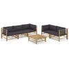 Image de Salon de jardin modulable Vidaxl bambou gris 5 pieces 5 personnes