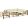 Image de Salon de jardin modulable Vidaxl beige bambou 6 personnes 70 x 65 x 60 7 pieces