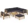 Image de Salon de jardin 8 pcs avec coussins gris foncé bambou