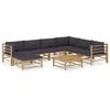 Image de Salon de jardin 8 pcs avec coussins gris foncé bambou