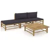 Image de Salon de jardin modulable vidaxl bambou 3 personnes gris 70 x 65 x 60 4 pieces
