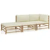 Image de Salon de jardin 3 pcs avec coussins blanc crème bambou