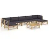 Image de Salon de jardin modulable Vidaxl bambou gris 3 pieces 7 personnes