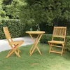 Image de Mobilier à dîner de jardin - vidaXL - Ensemble pliable 3 pcs - Bois d'acacia massif - 4 personnes - Rond