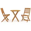 Image de Mobilier de jardin - Acacia - Ensemble pliable 3 pcs - Table ronde - 4 personnes - Facile à nettoyer
