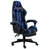 Image de vidaXL Racestoel met voetensteun kunstleer zwart en blauw20526