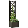 Image de vidaXL Plantenbak hoog met latwerk en zelfbewateringssysteem mokka313964