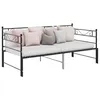 Image de Cadre de canapé lit extensible sans matelas Noir Métal 90x200cm