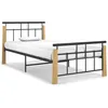 Image de Cadre de lit sans matelas métal bois de chêne massif 90x200 cm