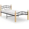 Image de Cadre de lit sans matelas noir métal bois chêne massif 90x200cm