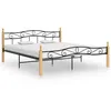 Image de vidaXL Bedframe metaal en massief eikenhout zwart 200x200 cm324917