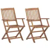 Image de Lot de 2 chaise vidaxl H. 91 cm pliable exterieur en acacia naturel