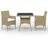 Image de Salon de jardin Vidaxl resine tressee beige 3 pieces 3 personnes