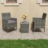 Image de vidaXL 3-delige Bistroset poly rattan en gehard glas grijs3058359