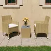 Image de vidaXL 3-delige Bistroset poly rattan en gehard glas beige3058360