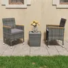 Image de Ensemble de bistro 3 pcs Résine tressée et verre trempé Gris