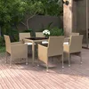 Image de vidaXL 7-delige Tuinset poly rattan en gehard glas beige3058430