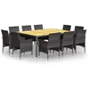 Image de Salon de jardin Vidaxl resine tressee gris 11 pieces 10 personnes