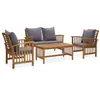 Image de Salon de jardin 4 pcs avec coussins Bois d acacia solide