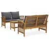 Image de Salon de jardin Vidaxl bois massif gris 3 pieces 43.0 x 50.0 x 43.0 4 personnes