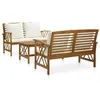 Image de Salon de jardin vidaxl 4 personnes bois massif beige 67 x 67 x 83 cm 3 pieces