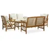 Image de Salon de jardin Vidaxl beige 6 personnes 5 pieces 43.0 x 50.0 x 43.0 cm bois massif