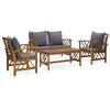 Image de Salon de jardin Vidaxl gris 4 pieces 4 personnes x 50.0 x 43.0 cm bois massif