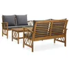 Image de Salon de jardin Vidaxl bois massif 3 pieces 4 personnes x 50.0 x 43.0 cm gris