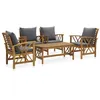 Image de Salon de jardin Vidaxl gris bois massif 4 personnes x 50.0 x 43.0 cm 5 pieces