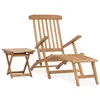Image de Chaise longue de jardin avec repose pied et table Bois de teck