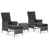 Image de Salon de jardin 3 pcs avec coussins Résine tressée Gris