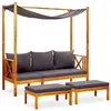 Image de vidaXL Banc de jardin avec auvent et repose-pieds Bois d'acacia solide, 29 cm
