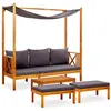 Image de vidaXL Banc de jardin avec table et repose-pieds, 85 x 57 x 29 cm, Brun, Bois d'acacia massif avec finition à l'huile