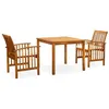 Image de vidaXL Mobilier à dîner de jardin 3 pcs et coussins Acacia solide, 35.3kg