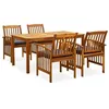Image de vidaXL Mobilier à dîner de jardin, 5 pcs avec coussins Acacia solide