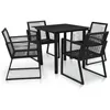 Image de Ensemble à manger d extérieur 5 pcs Rotin PVC Noir