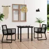 Image de Ensemble à manger d extérieur 3 pcs Rotin PVC Noir