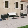 Image de Salon de jardin 4 pcs avec coussins Résine tressée Noir