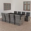 Image de Salon de jardin Vidaxl gris 9 pieces resine tressee 240.0 x 90 x 74 cm 8 personnes