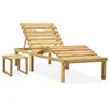 Image de Chaise longue de jardin avec table Bois de pin imprégné