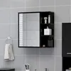 Image de Armoire à miroir de salle de bain Noir Bois d’ingénierie