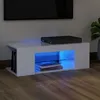 Image de Meuble TV avec lumières LED blanc brillant 90x39x30 cm