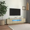 Image de Meuble TV avec lumières LED Chêne sonoma 160x35x40 cm