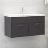 Image de Armoire d évier Gris brillant 90x38,5x46 cm Bois d'ingénierie