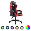 Image de vidaXL Fauteuil de jeux vidéo avec LED RVB Rouge et noir Similicuir287997