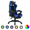 Image de Fauteuil de jeux vidéo avec LED RVB Bleu et noir Similicuir