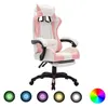 Image de Fauteuil de jeux vidéo avec LED RVB Rose et blanc Similicuir